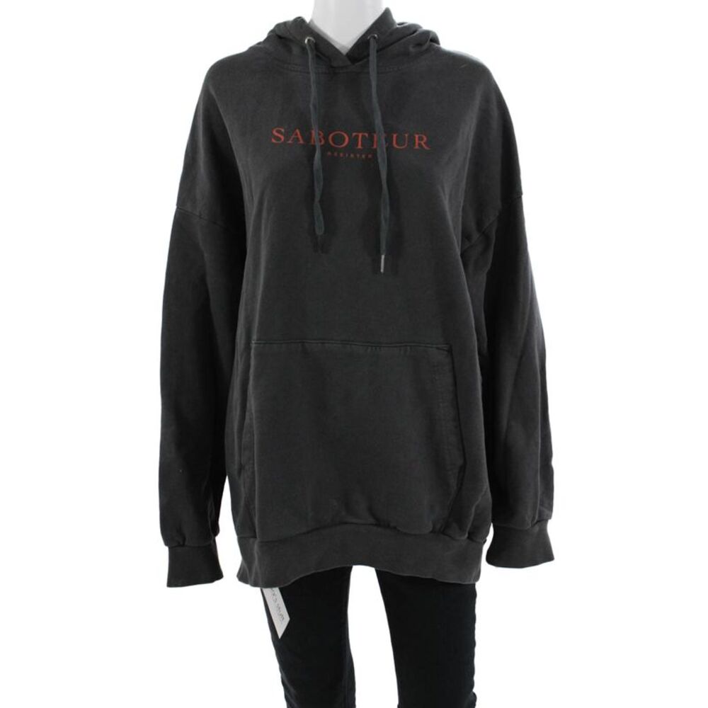 Ksubi Mens Pullover Hoodie Black Graphic Cotton Drawstring Long Sleeve Size XS